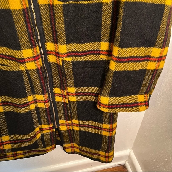 Vintage Zero King Full Zip Wool Coat Jacket Yellow Plaid 44L - Picture 5 of 14